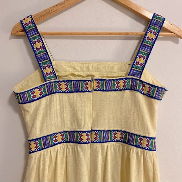 Boho Pale Yellow Sun Dress with Embroidery - Picture 7 of 9